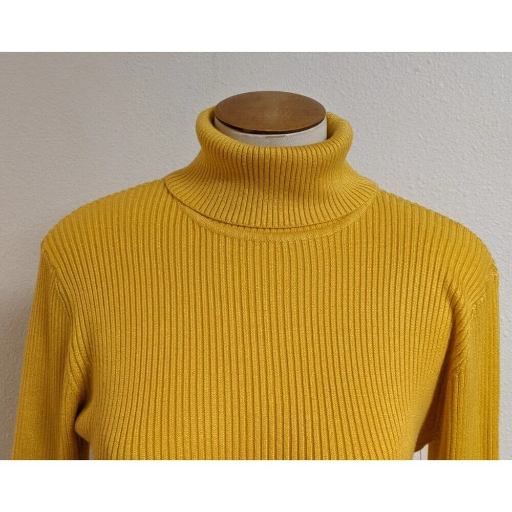 NWT~BOSTON PROPER Women's Marigold Yellow Viscose Blend Turtleneck Sweater M